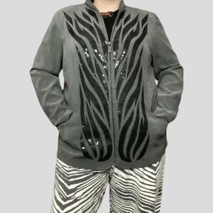 Vintage Bob Mackie sequin zebra zip up blazer jacket